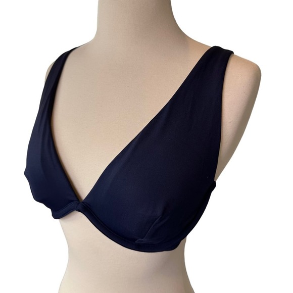 Athleta Plunge Bikini Top Women Bathing Suit Swim Wired Lightly Padded Navy 34 D - Picture 4 of 11